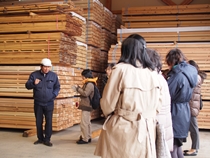 製材工場見学の様子