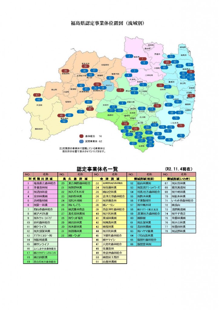 認定事業体位置図（R2.11.4更新）