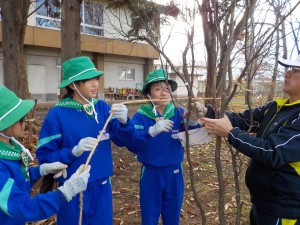 森林環境学習・雪囲い(川南小)